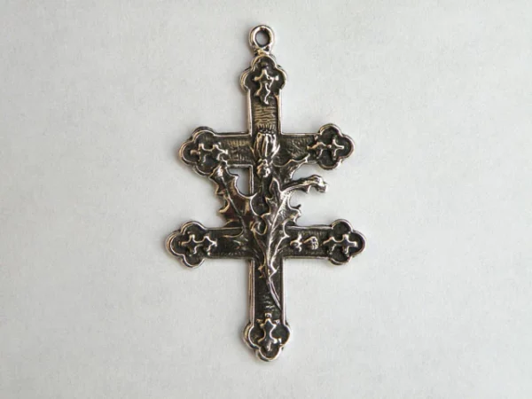Cross of Lorraine Pendant 1 3/8" - SSCR1171 - Sterling Silver