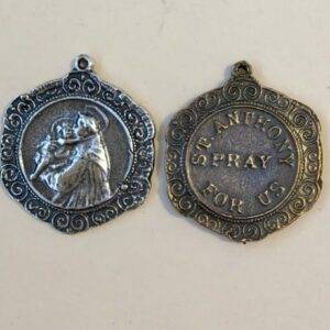 St. Anthony and infant, Jesus/ St, Anthony Pray For Us, Lace edge, 1 inch Medal- SSME1567