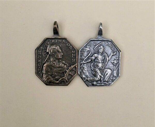 St. Catherine Of Alexandria/St. Barbara, Patroness Of Teachers And Students, French Colonial 2" Medal- SSME1576