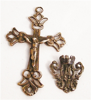 Victorian Crown Rosary Parts, Crucifix and Centerpiece 1062-629 - Sterling Silver