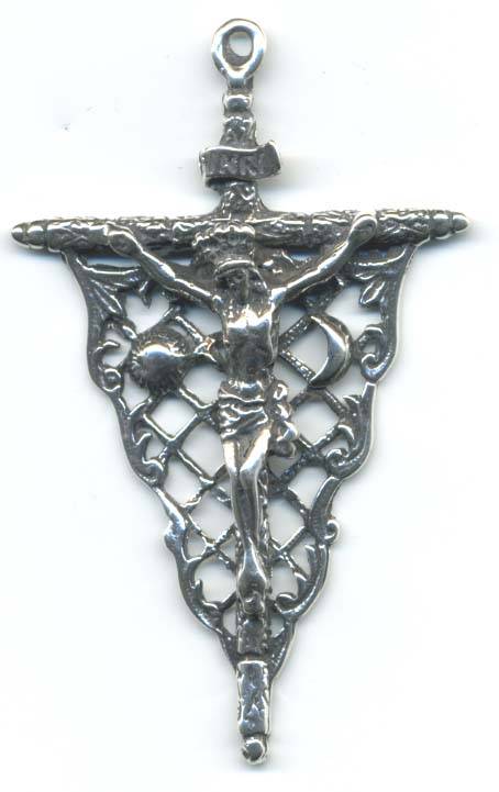 Victorian Crucifix 2 1/4" - Large SSCR1121 - Sterling Silver