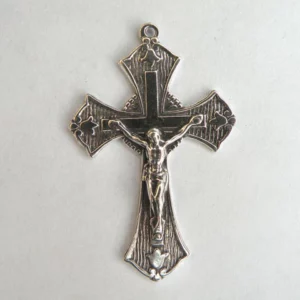 Tulips Crucifix 1 3/4" - SSCR1167 - Sterling Silver