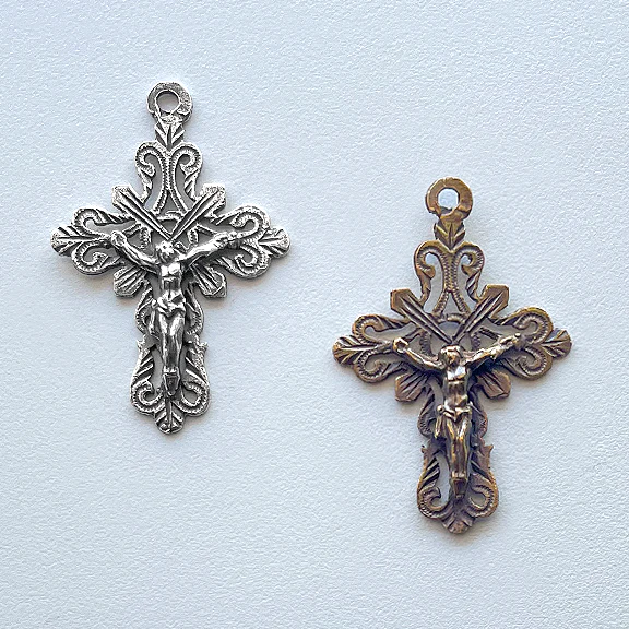 Delicate Mexican Crucifix 1 1/2" - SSCR1212 - Sterling Silver