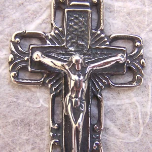 Crucifix Pendant 1 3/4" - SSCR1216 - Sterling Silver