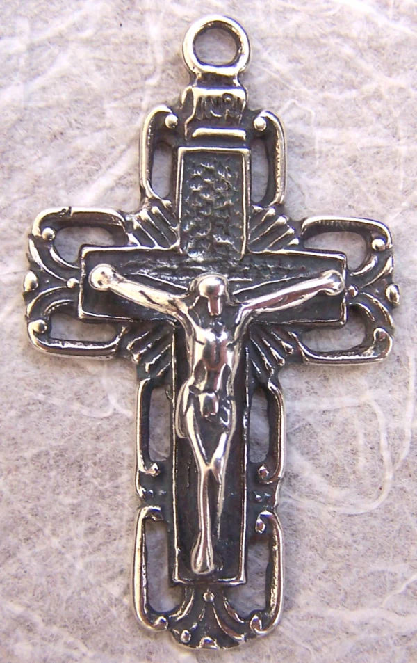 Crucifix Pendant 1 3/4" - SSCR1216 - Sterling Silver