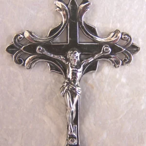 Fleur de Lis Crucifix 2" - SSCR1219 - Sterling Silver