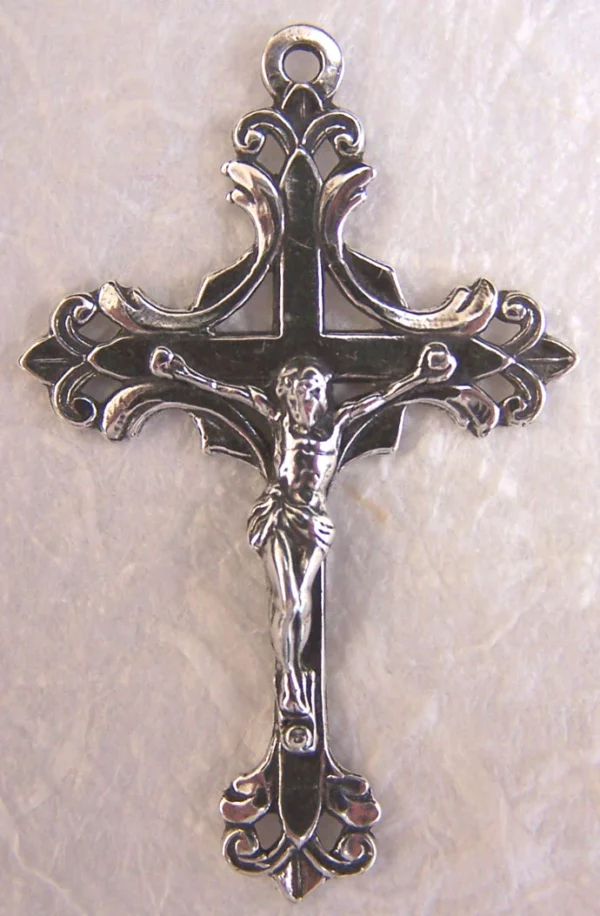 Fleur de Lis Crucifix 2" - SSCR1219 - Sterling Silver