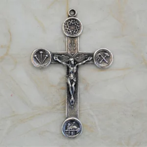 CRUCIFIX, Beautifully detailed Crown of Thorns, Tools, Lamb of God - Large SSCR1379 - Sterling Silver