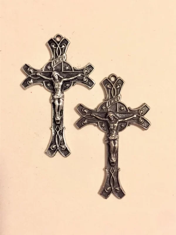 Crucifix with Stars 1 5/8" - Large SSCR1522 - Sterling Silver