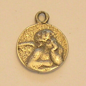 Medallion Charm, Mini Small Victorian Angel Medal 1/2" - SSME186