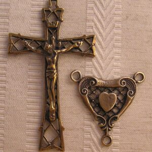 Victorian Heart Rosary Parts, Crucifix and Centerpiece 339-402