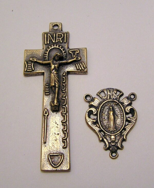Irish Penal JHS Rosary Parts, Crucifix and Centerpiece 419-609