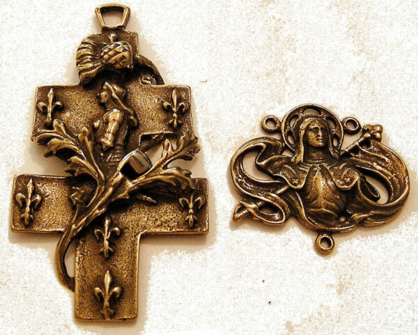 Large Joan of Arc Rosary Parts, Crucifix and Centerpiece 476-437
