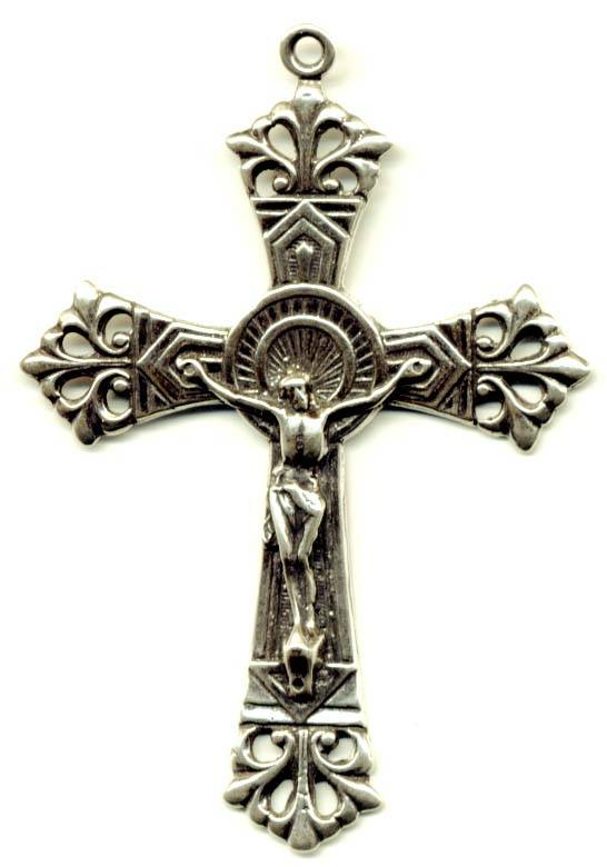 Art Deco Fleur de Lis Crucifix 2 1/2" - Large SSCR698